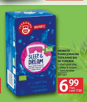 Herbata funkcjonalna Teekanne Bio sleep & dream promocja w Selgros