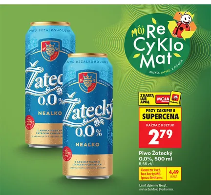 Piwo bezalkoholowe Žatecký 0,0% promocja w Biedronka