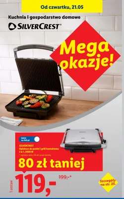 Opiekacz do panini i grill kontaktowy 2 w 1 2000W SILVERCREST promocja w Lidl