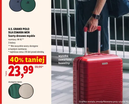 Szorty dresowe męskie U.S. Grand Polo dla Esmara Men promocja w Lidl