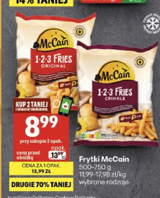Frytki 1-2-3 Fries Original McCain promocja w Delikatesy Centrum