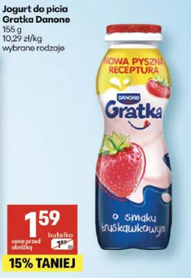 Jogurt do picia Gratka Danone o smaku truskawkowym promocja w Delikatesy Centrum