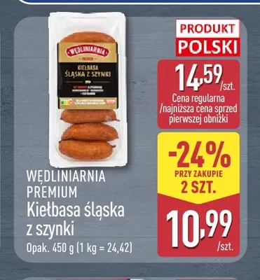 Kiełbasa śląska z szynki Wędliniarnia Premium promocja w Aldi