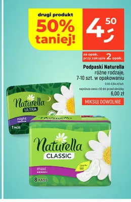 Podpaski Naturella Ultra Night promocja w Dealz
