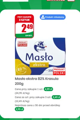 Masło ekstra 82% promocja w Dino