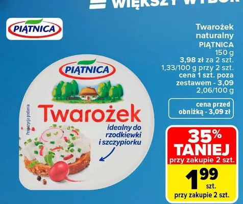 Twarożek naturalny Piątnica promocja w Carrefour