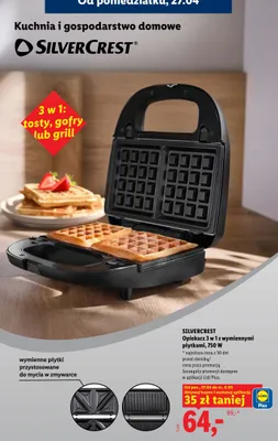 Opiekacz 3 w 1 z wymiennymi płytkami, 750W promocja w Lidl