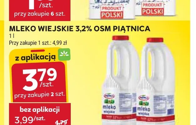 Mleko Wiejskie OSM Piątnica 3,2% promocja w Stokrotka