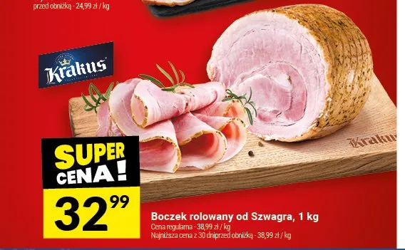 Boczek rolowany od Szwagra Krakus promocja w Twój Market