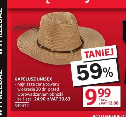 Kapelusz unisex promocja w Selgros