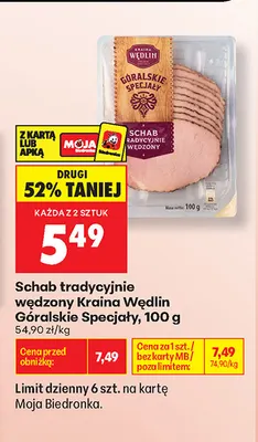 Schab tradycyjnie wędzony Kraina Wędlin Góralskie Specjały promocja w Biedronka