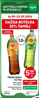 Napój Lipton Ice Tea peach promocja w Żabka
