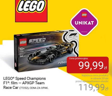 Klocki LEGO Speed Champions F1: film - APXGP Team Race Car (77252) promocja w Smyk