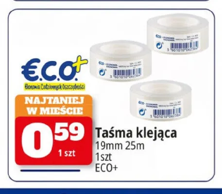 Taśma klejąca ECO+ 19 mm 25 m promocja w Leclerc