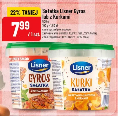Sałatka Lisner Gyros z kurkakami promocja w POLOmarket