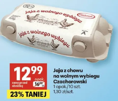 Jaja z chowu na wolnym wybiegu Czachorowski promocja w Delikatesy Centrum