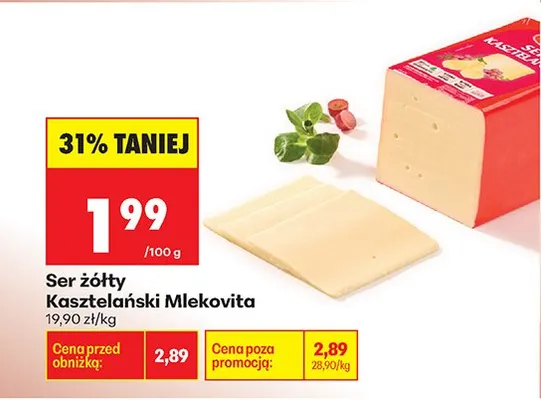 Ser żółty Kasztelański Mlekovita promocja w Biedronka