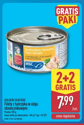 Filety z tuńczyka w oleju słonecznikowym Golden Seafood promocja w Aldi