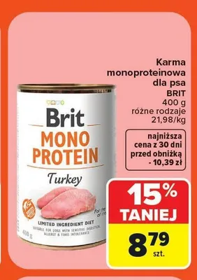 Karma dla psa Brit Mono Protein Turkey promocja w Carrefour Market