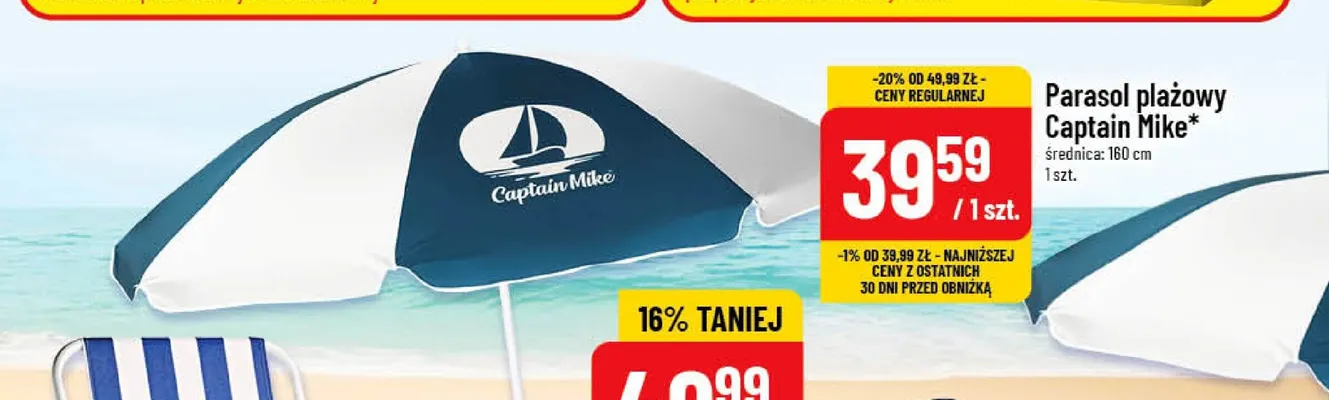 Parasol plażowy Captain Mike promocja w POLOmarket