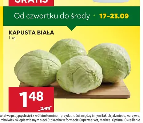 Kapusta biała promocja w Stokrotka