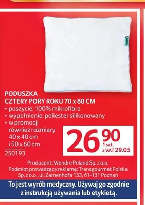 Poduszka Cztery Pory Roku 70x80cm promocja w Selgros