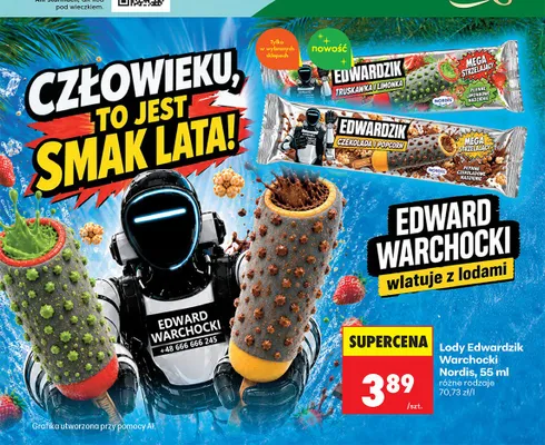 Lody Edwardzik truskawka i limonka Nordis promocja w Biedronka
