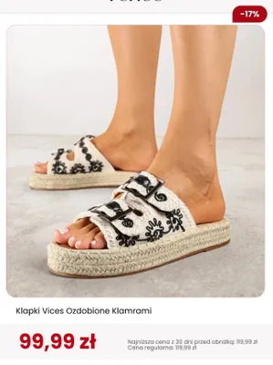 Klapki Vices Ozdobione Klamrami promocja w Renee