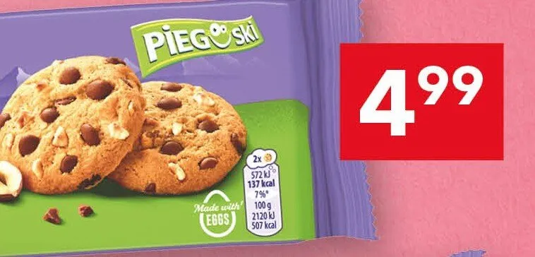 Ciastka z kawałkami czekolady i orzechami promocja w LEWIATAN