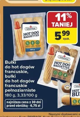 Bułki do hot dogów francuskie pełnoziarniste Schulstad promocja w Carrefour