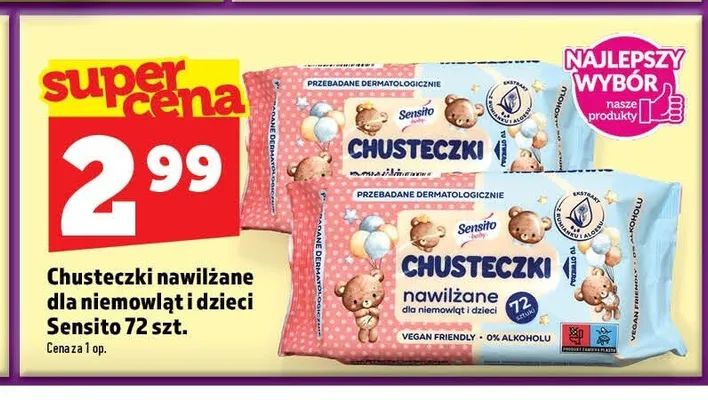 Chusteczki nawilżane dla niemowląt i dzieci Sensito promocja w TOPAZ