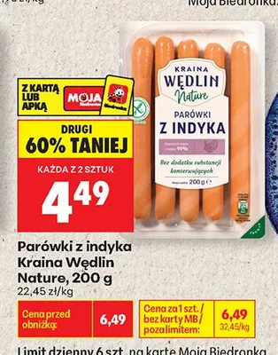 Parówki z indyka Kraina Wędlin Nature promocja w Biedronka