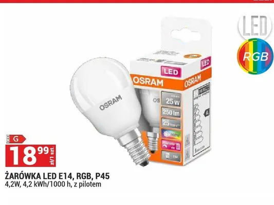 Żarówka LED Osram E14 RGB P45 promocja w Merkury Market