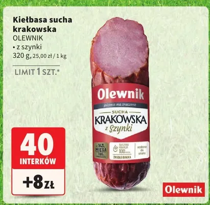 Kiełbasa sucha krakowska z szynki promocja w Intermarche