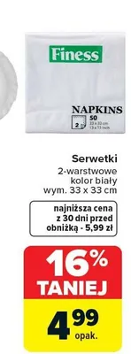 Serwetki 2-warstwowe kolor biały promocja w Carrefour