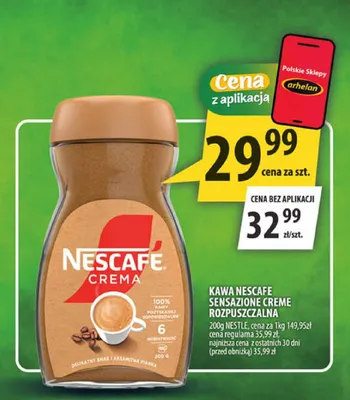 Kawa rozpuszczalna Nescafe Crema Sensazione promocja w Arhelan