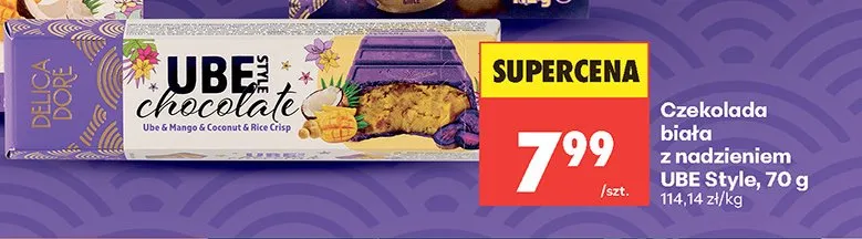 Czekolada biała z nadzieniem UBE Style promocja w Biedronka