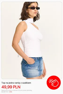 Top na jedno ramię z szalikiem Cropp promocja w Cropp