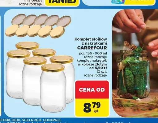 Komplet słoików z nakrętkami Carrefour promocja w Carrefour