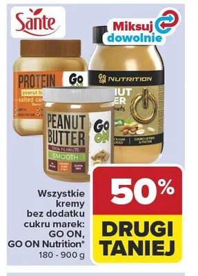 Krem orzechowy GO ON Protein Peanut Butter salted caramel promocja w Carrefour Market