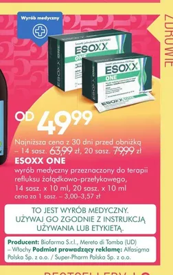 Wyrób medyczny Esoxx One 20 saszetek promocja w Super-Pharm