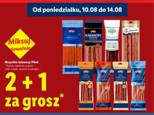 Kabanosy wieprzowe Pikok Pure promocja w Lidl