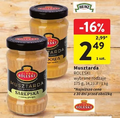 Musztarda Roleski miodowa promocja w Intermarche