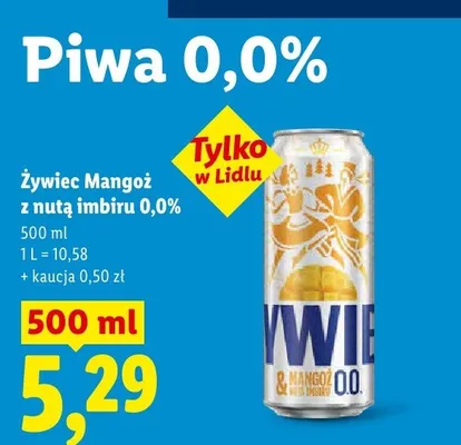Piwo bezalkoholowe Żywiec Mangoż z nutą imbiru promocja w Lidl