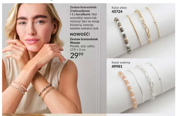 Zestaw bransoletek Wanda kolor złoty promocja w AVON