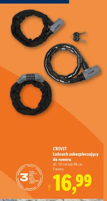 Łańcuch zabezpieczający do roweru 117 cm Crivit promocja w Lidl