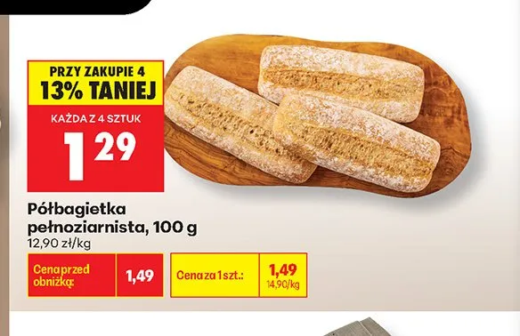 Półbagietka pełnoziarnista promocja w Biedronka