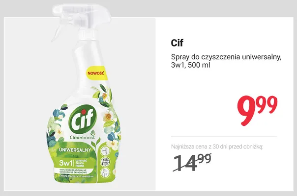 Spray do czyszczenia uniwersalny 3w1 Cif promocja w Rossmann