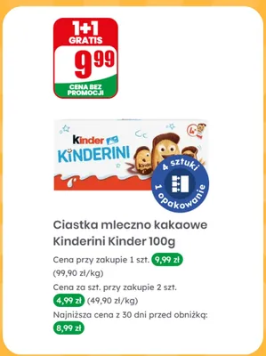 Ciastka mleczno kakaowe Kinderini Kinder promocja w Dino