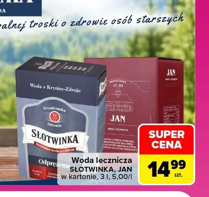 Woda niegazowana lecznicza Słotwinka w kartonie promocja w Carrefour